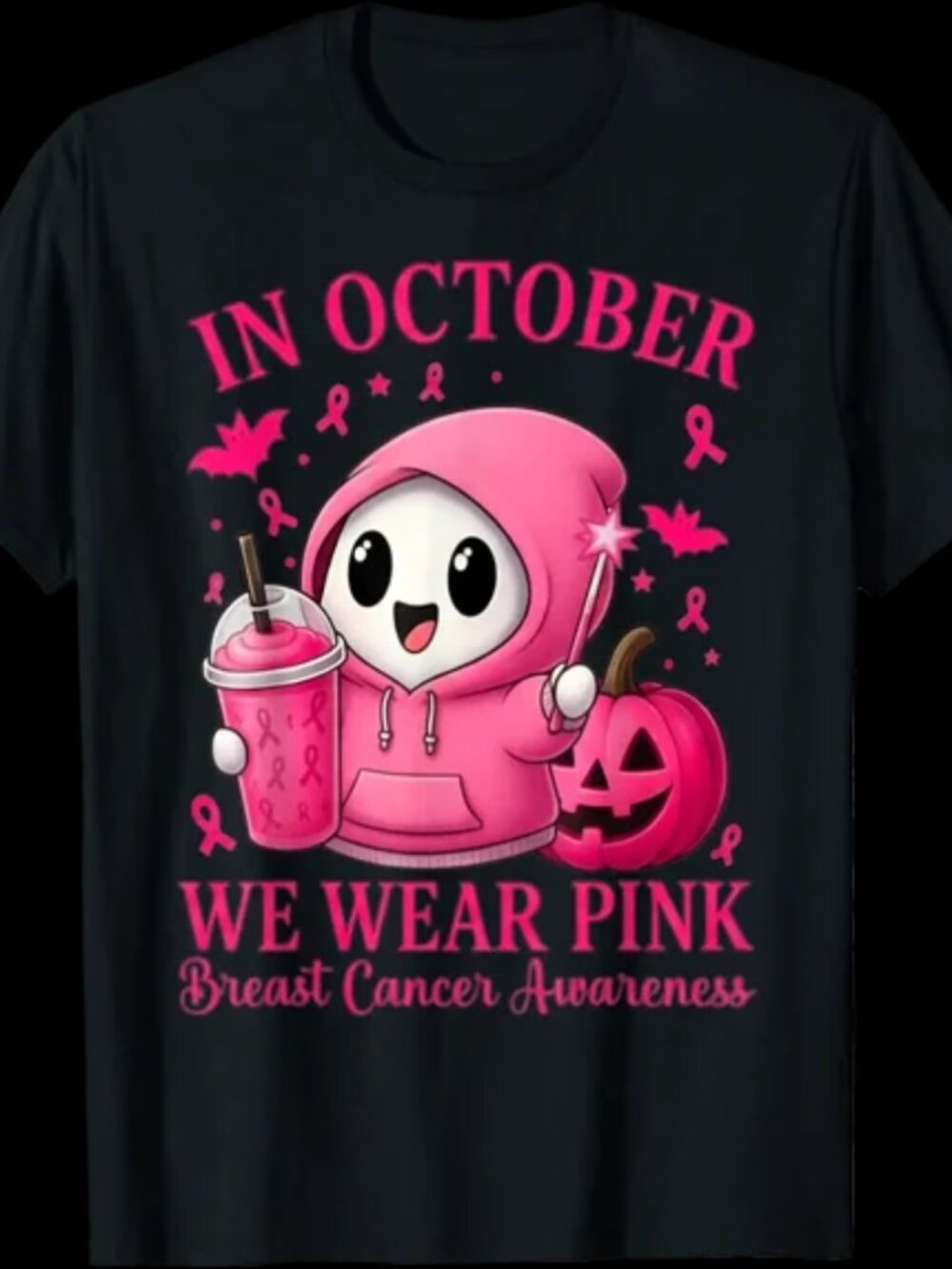 Holiday Women Halloween Breast Cancer In October We Wear Pink T-Shirt